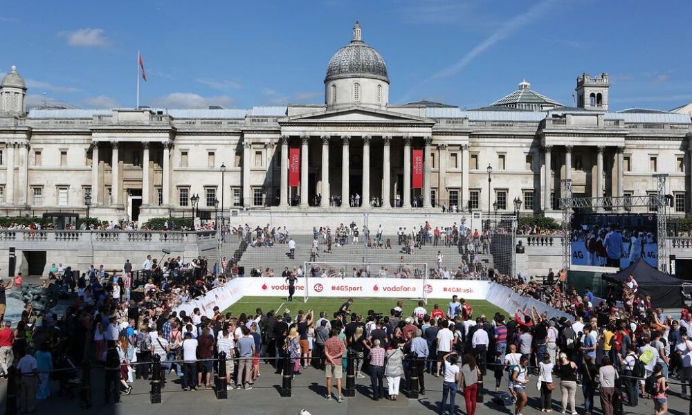 Cameras were put up around the pitch in Trafalgar Square